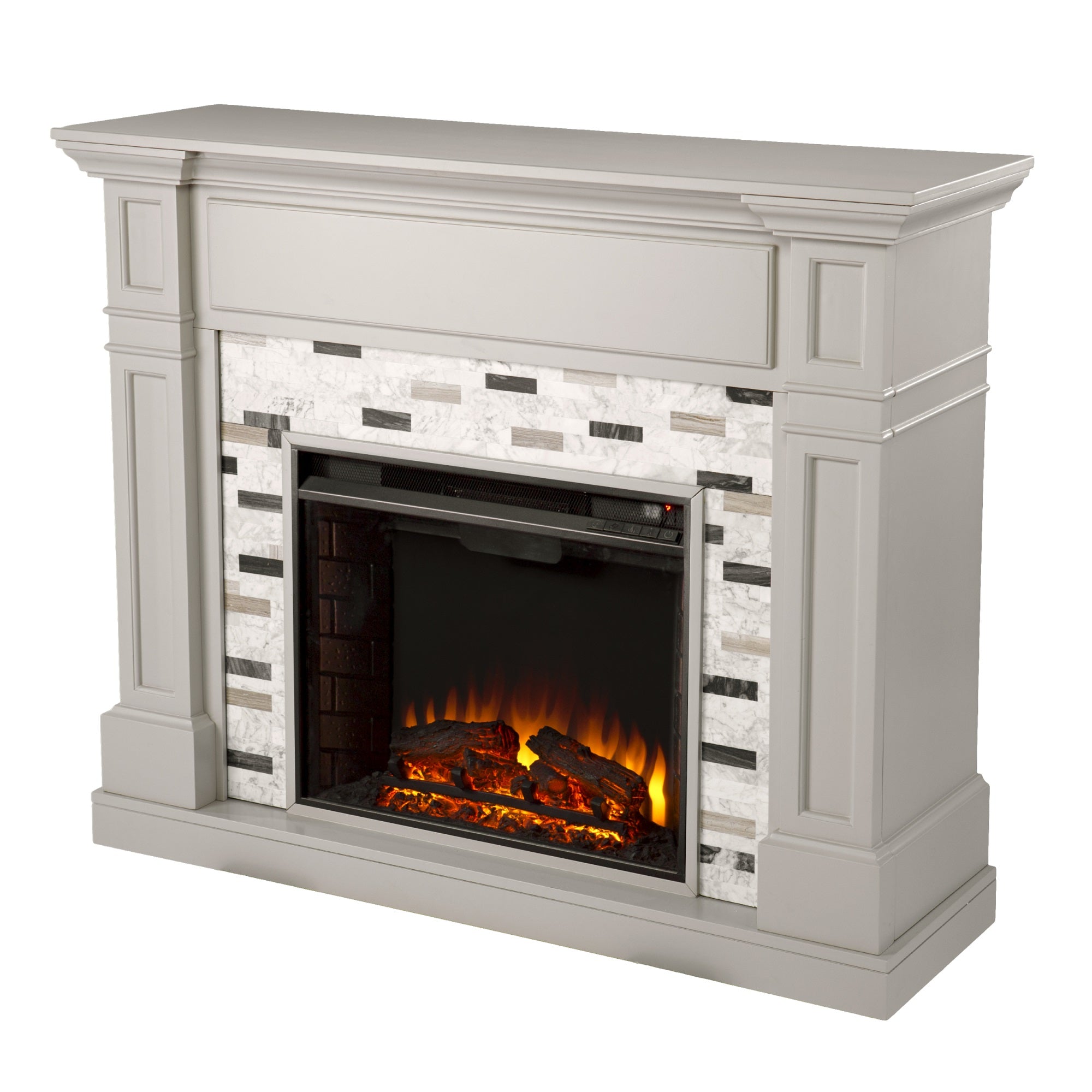 Birkover Electric Fireplace With Marble Surround