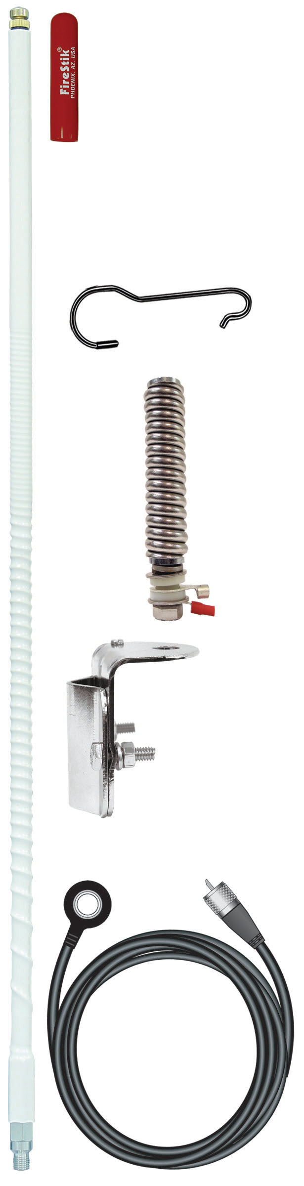 FIRESTIK  FG2648W 2 FOOT NO GROUND PLANE CB SINGLE MIRROR MOUNT ANTENNA KIT IN WHITE