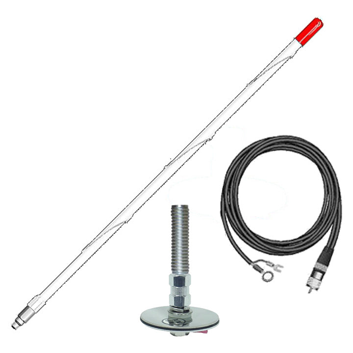 Firestik 2' (61Cm) Single Roof Mount ''Ngp'' Kit Complete (White)