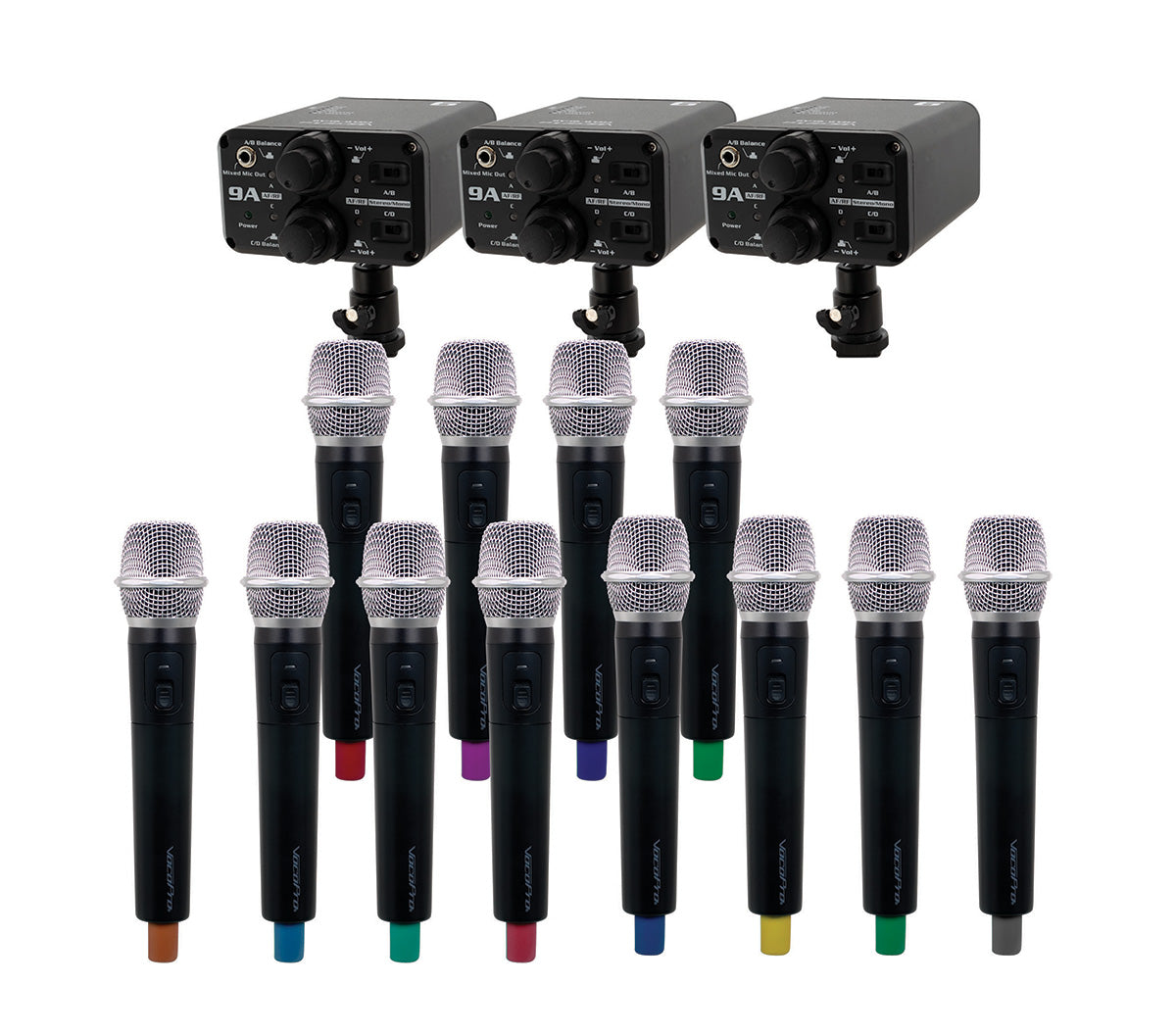Portable Twelve Handheld FieldCameraMountable Wireless Microphone System.