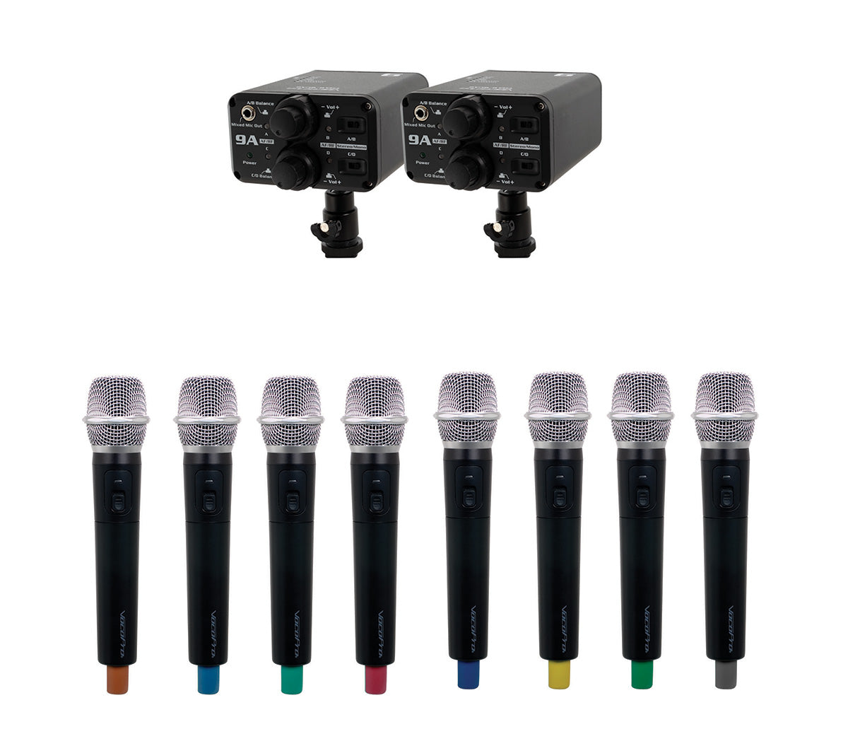 Portable Eight Handheld FieldCameraMountable Wireless Microphone System.