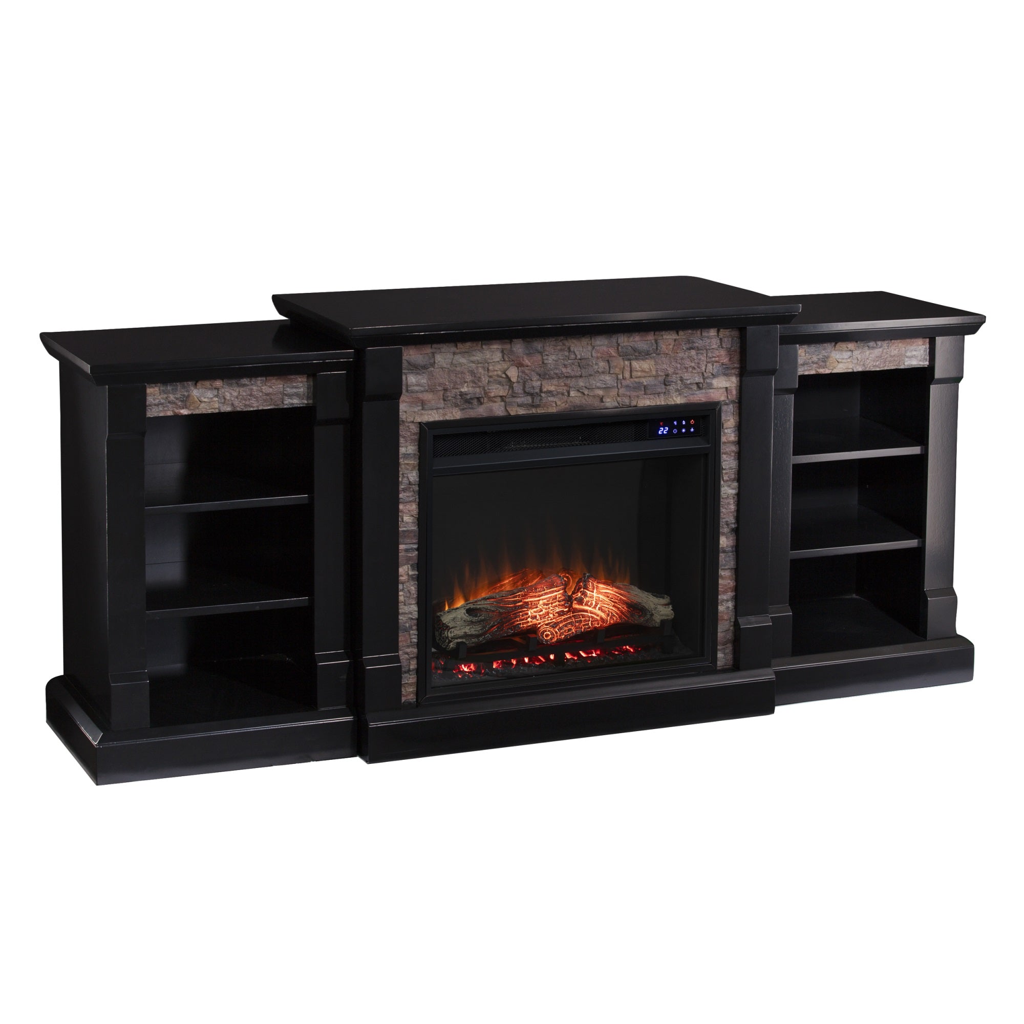 Gallatin Touch Screen Electric Fireplace with Bookcases