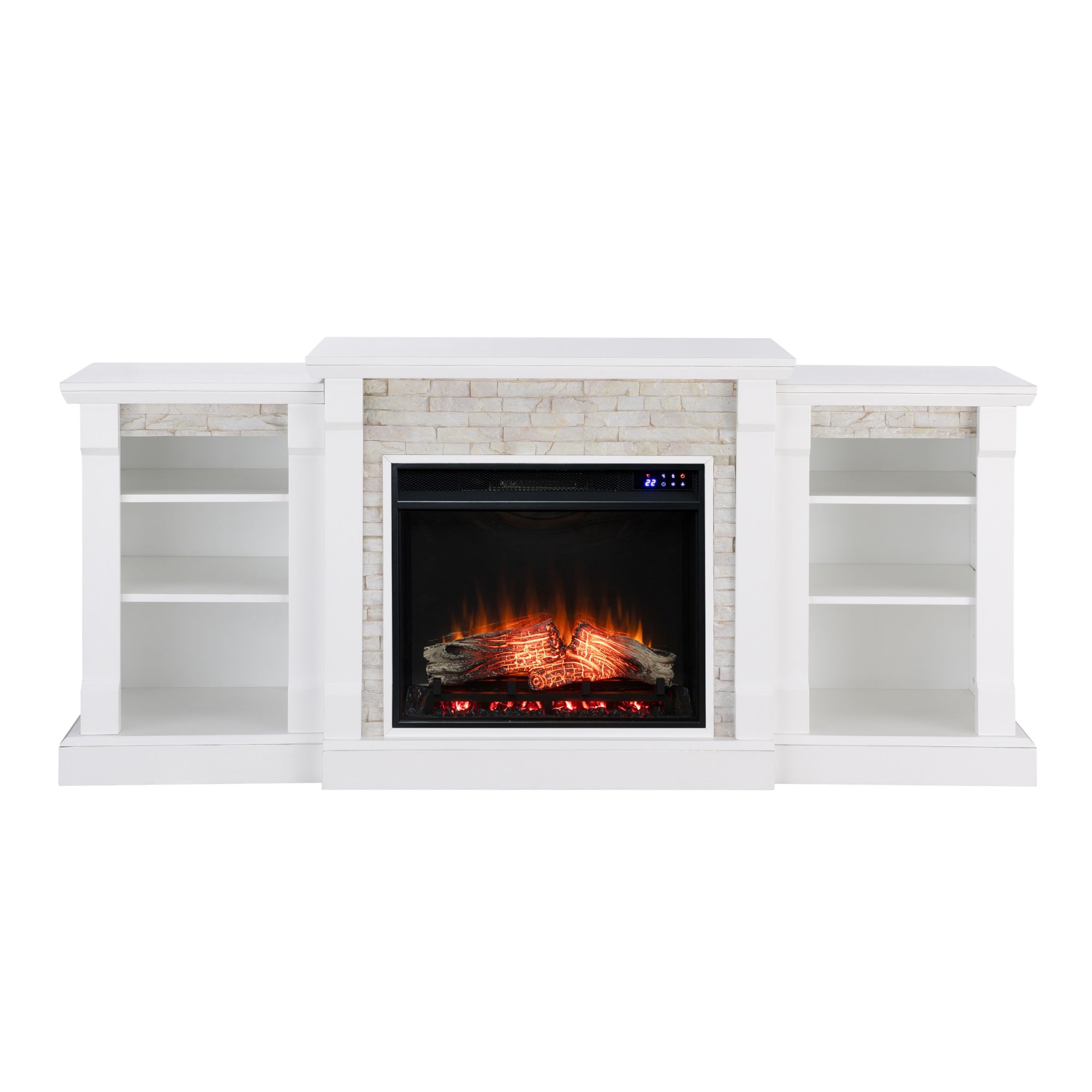 Gallatin Touch Screen Electric Fireplace With Bookcases