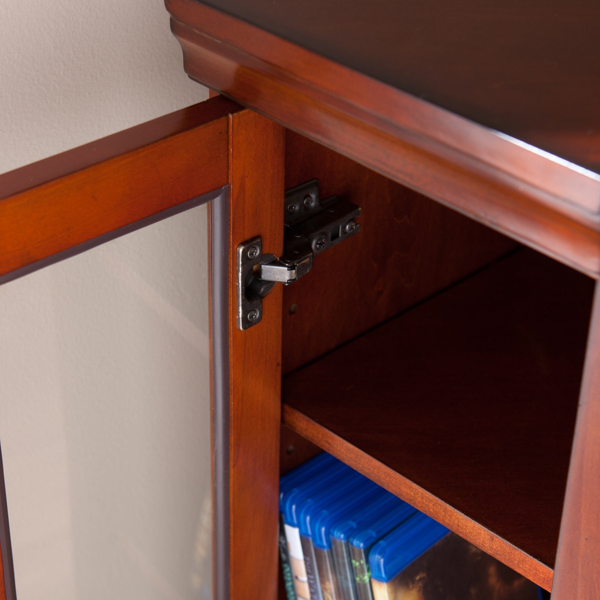 Claremont Electric Corner Touch Screen Fireplace With Storage   Brown Mahogany