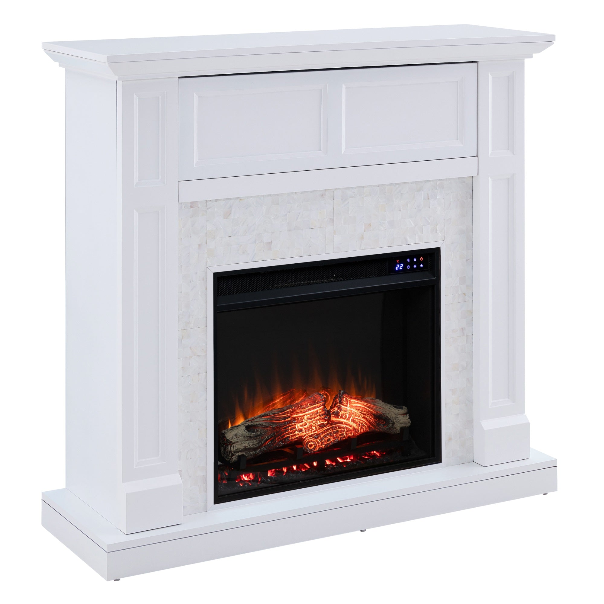 Nobleman Touch Screen Electric Media Fireplace With Tile Surround