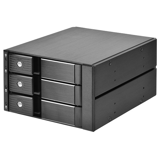 Two 5.25 device bay to three 3.5 SAS12G / SATA 6Gbit/s trayless hotswap cage