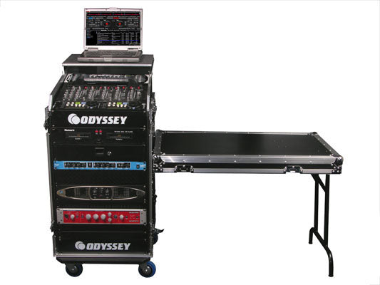 GLIDE STYLE 11 SPACE x 16 SPACE COMBO RACK WITH WHEELS AND 1 SIDE TABLE