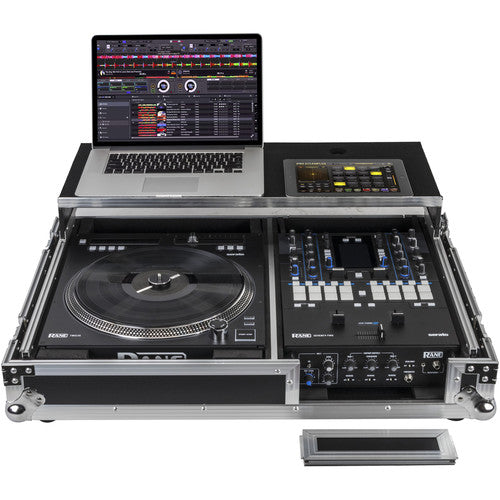 FLIGHT ZONE COMPACT SYSTEM GLIDE STYLE DJ COFFIN WITH WHEELS FOR A RANE SEVENTYTWO AND ONE RANE TWELVE TURNTABLE CONTROLLER