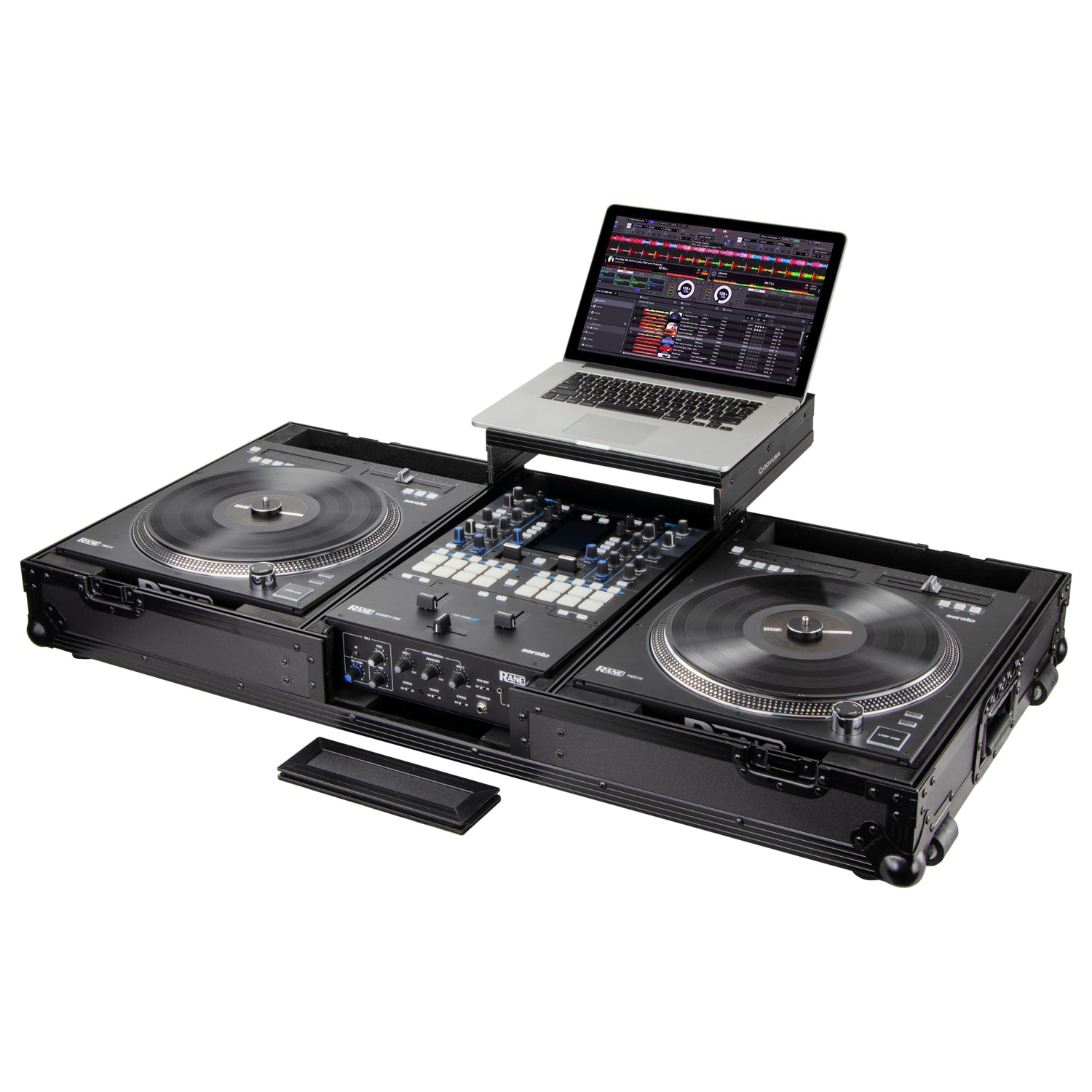 BLACK LABEL SERIES RANE SEVENTY / SEVENTYTWO MIXER AND TWELVE TURNTABLE CONTROLLER SYSTEMLOW PROFILE (1TIER) GLIDE STYLE DJ CO