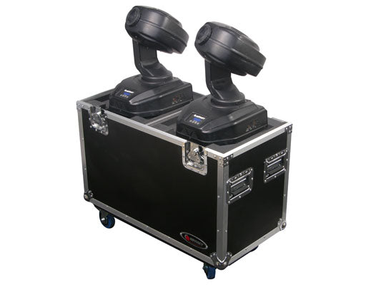 SMALL DUAL 250 STYLE MOVING HEAD CASE W/CASTERS:FITS CHAUVET, ADJ, PEARL RIVER 250S