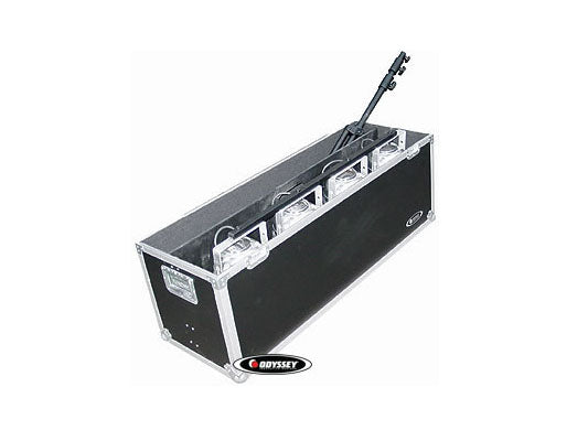 LIGHTING CASE FOR 4 PAR 56S + TRIPOD STAND & ACCESSORIES, CENTER DIVIDER IS REMOVABLE