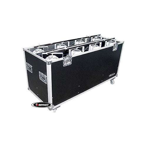 LIGHTING CASE FOR 8 PAR 64S + TRIPOD STANDS & ACCESSORIES.  REMOVABLE CENTER DIVIDER & FLOOR TRAP DOOR STORAGE SPACE, 3.5 inch PRO 