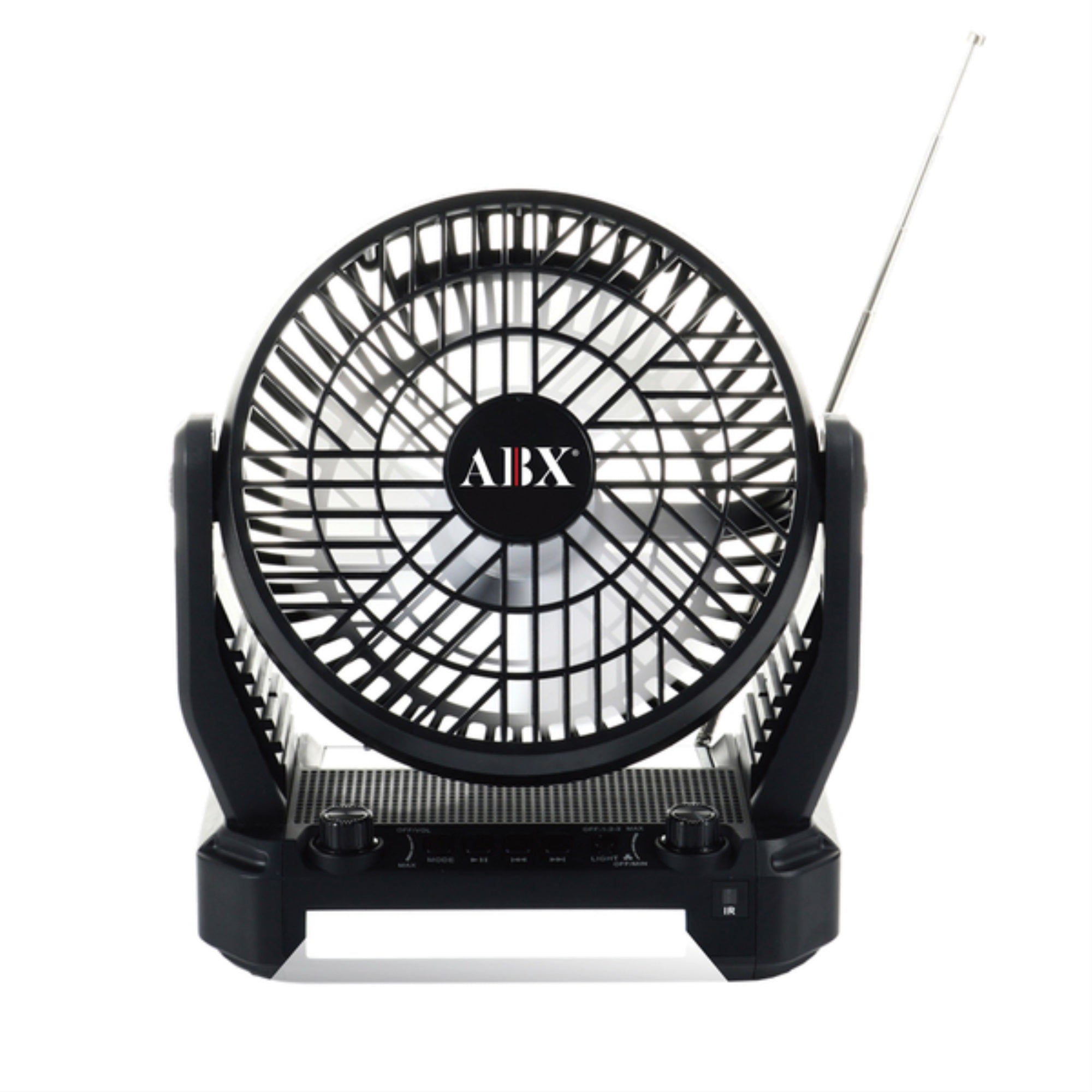 Audiobox RXF40 3Speed Portable SolarRechargeable Fan with Builtin Bluetooth Speaker and Torch Light, Black, RXF40