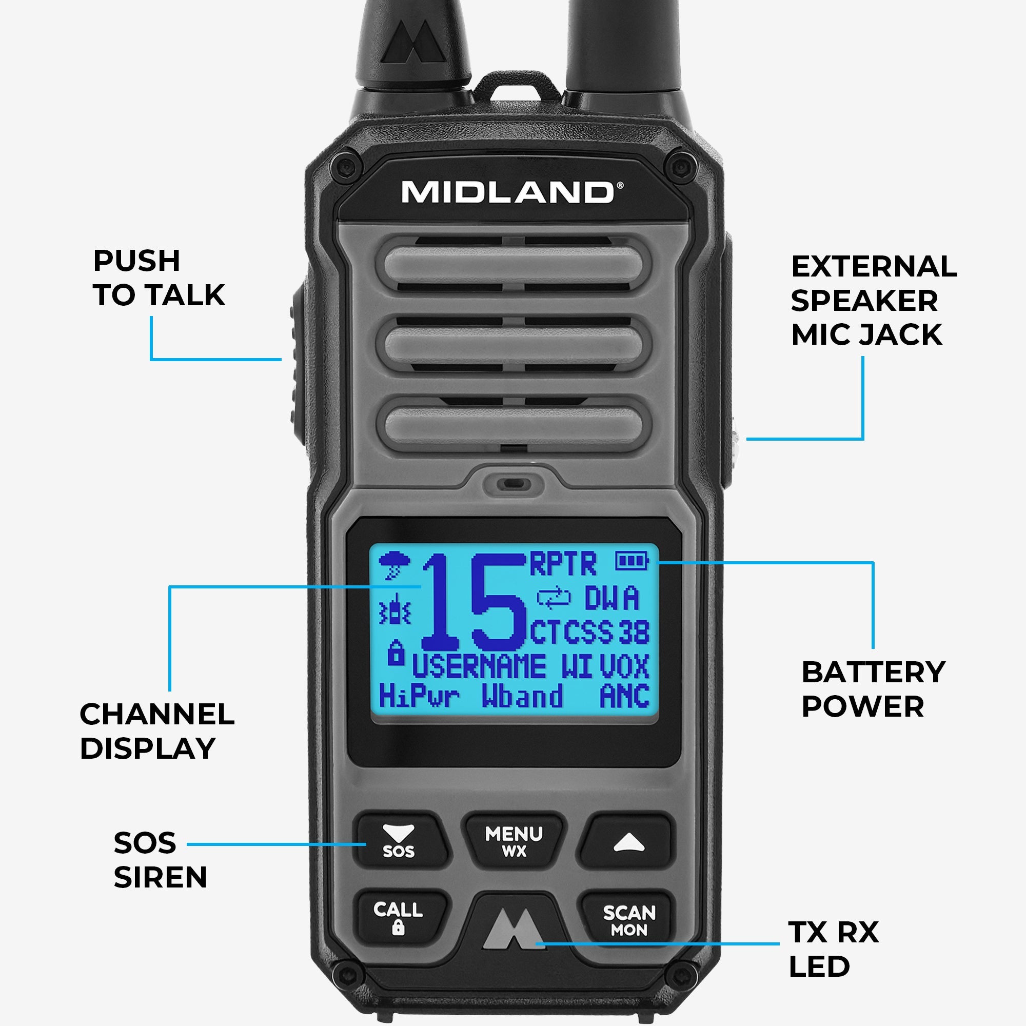 GXT67 GMRS 5‑Watt Walkie Talkie - GXT67PRO