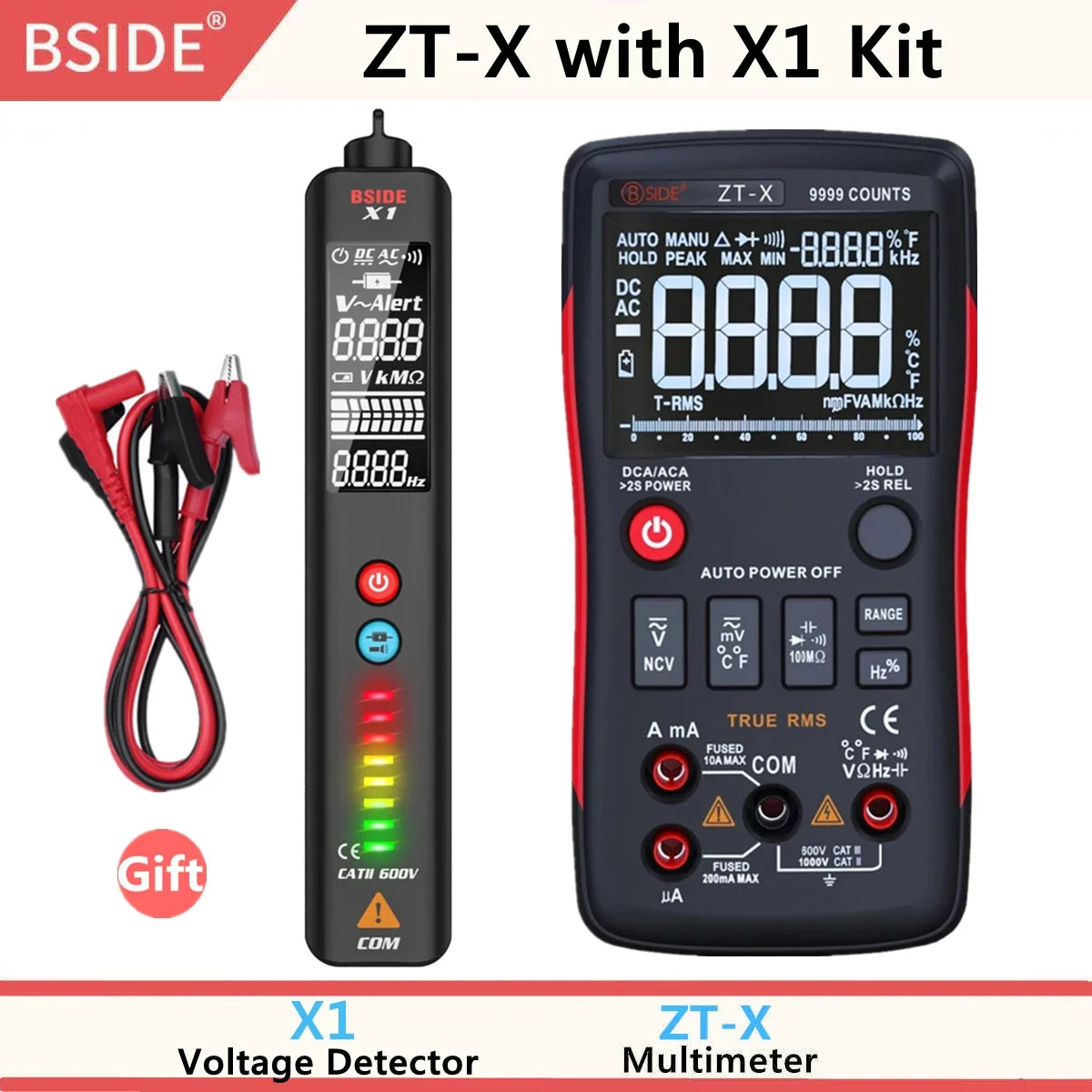 BSIDE ZT-X True RMS Multimeter with Triple Display & Temp Test