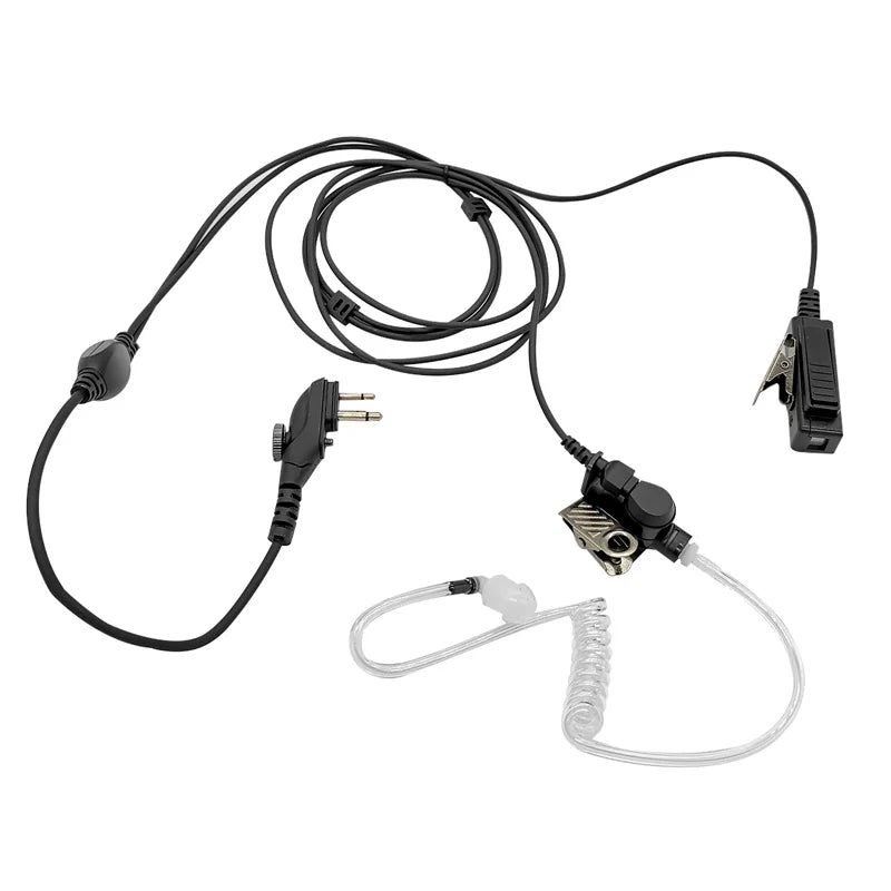 Earpiece Clear Coil Tube Headset, PTT Mic, 2-Pin Plug with Screw Radio, for Hytera, HYT, PD502, PD562, TC508, BD502i