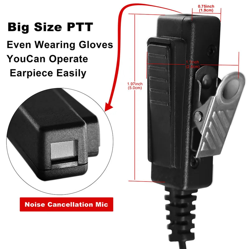 D Shape Earpiece Headset, PTT Mic, 2 Pin,for Kenwood,Nexedge,Hytera,Puxing,Wouxun Radio, UV-82HP, UV-82, UV-5R, UV5RA, BF-F9