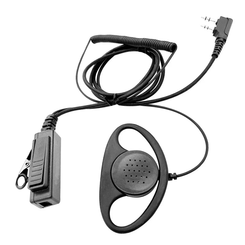 D Shape Earpiece Headset, PTT Mic, 2 Pin,for Kenwood,Nexedge,Hytera,Puxing,Wouxun Radio, UV-82HP, UV-82, UV-5R, UV5RA, BF-F9