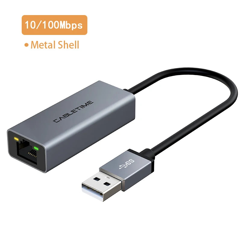 CABLETIME USB A Ethernet Adapter 100/1000 Mbps USB 3.0 RJ45 Network Card RJ45 Adapter for Macbook Laptop Internet Adapter