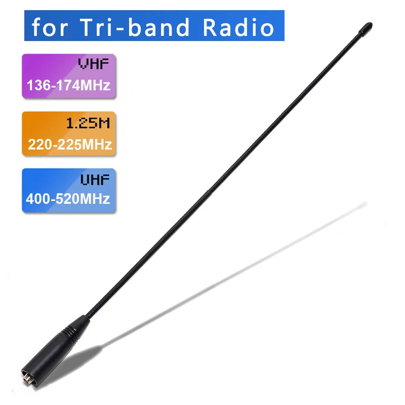 AR-771 Tri Band Antenna VHF UHF Whip Soft Antenna SMA Female For Baofeng 21 17 Pro Gps 5RH Pro Max K5 Walkie Talkie Ham Radio