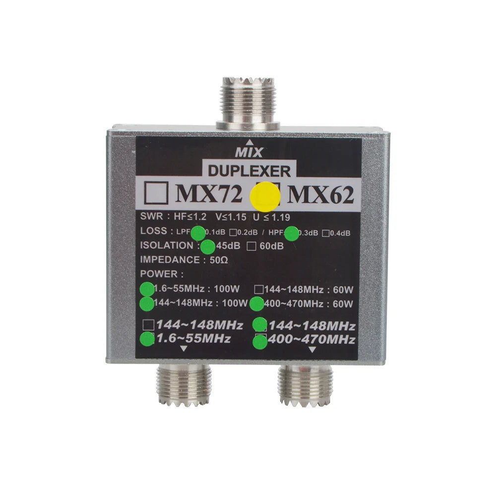 HF Walkie Talkie Ham VHF UHF Tri-band Amateur two way Radio Antenna combiner MX62 50 ohm 60-100W Linear Antenna Duplexer SO239