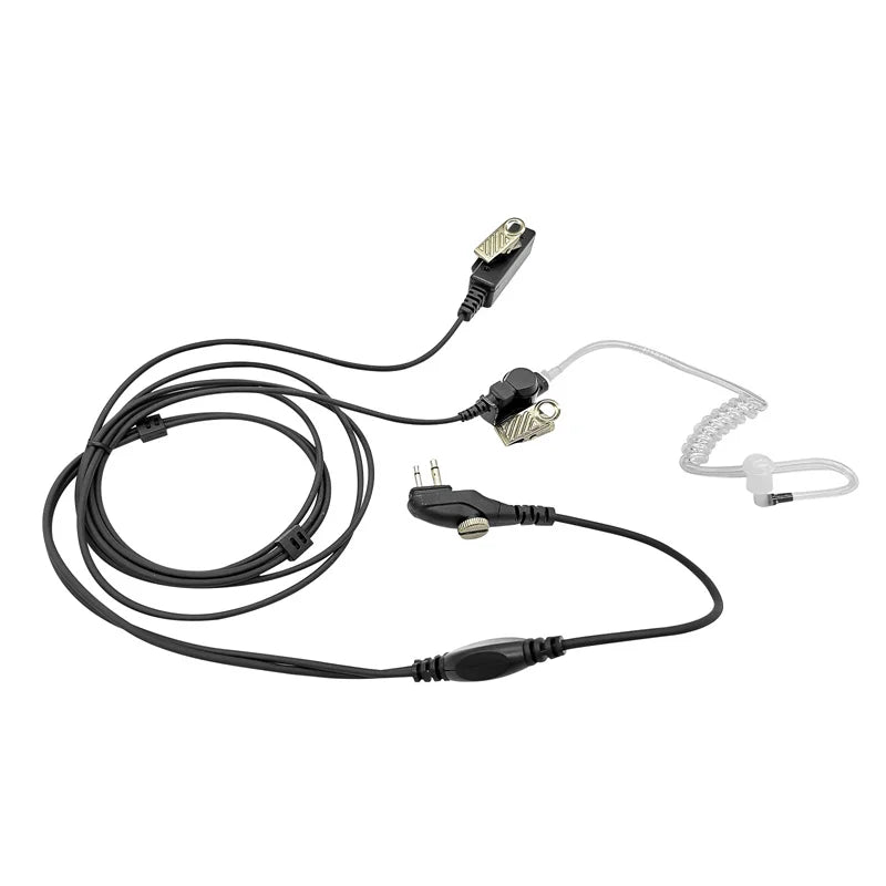 Earpiece Clear Coil Tube Headset, PTT Mic, 2-Pin Plug with Screw Radio, for Hytera, HYT, PD502, PD562, TC508, BD502i