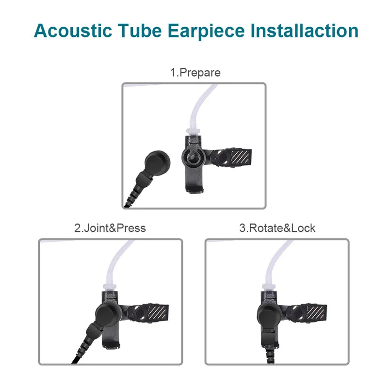 Earpiece Clear Coil Tube Headset, PTT Mic, 2-Pin Plug with Screw Radio, for Hytera, HYT, PD502, PD562, TC508, BD502i