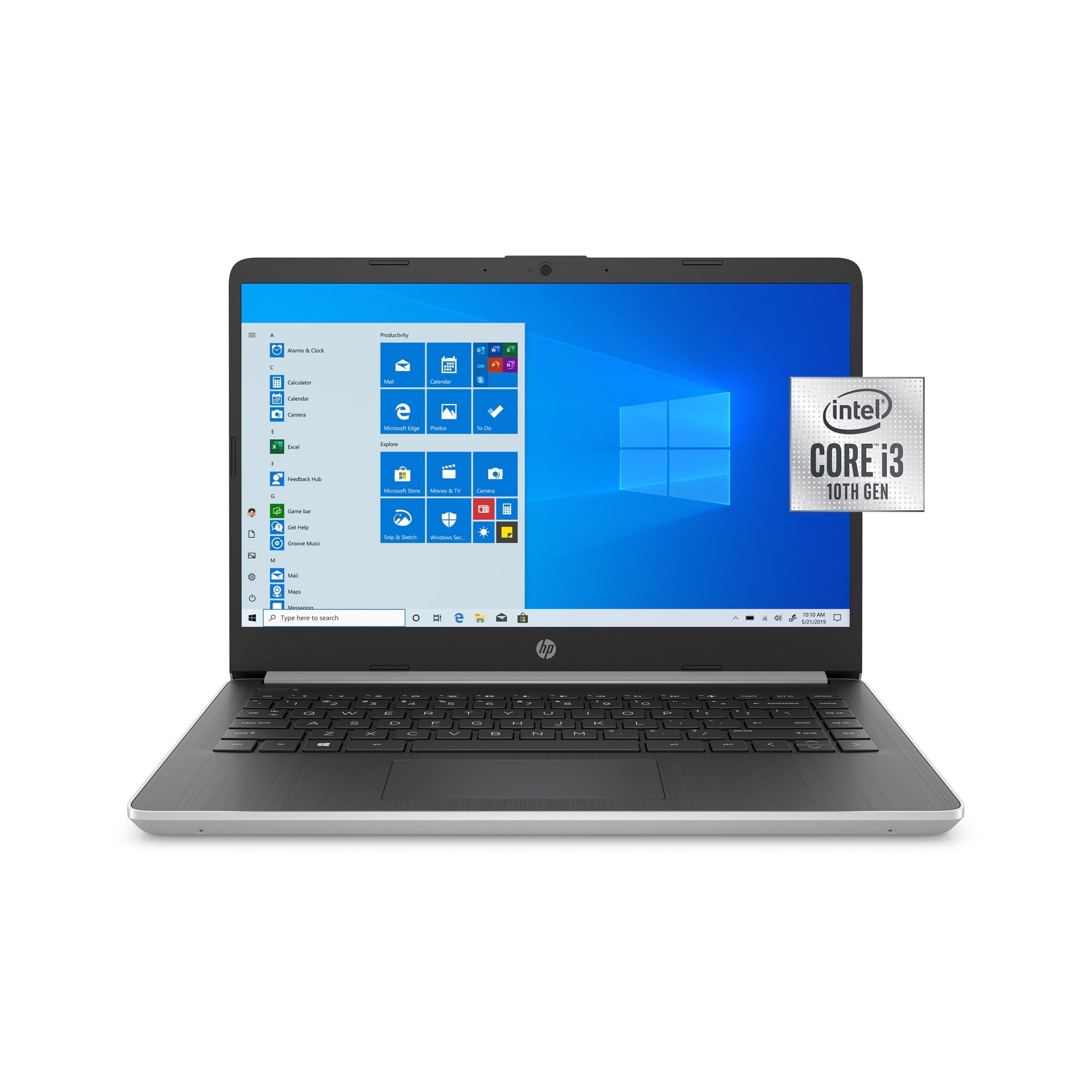 Hp 14 Laptop, Intel Core I31005G1, 4 Gb Sdram, 128 Gb M.2 Solid State Drive, Natural Silver, 14Dq1037Wm