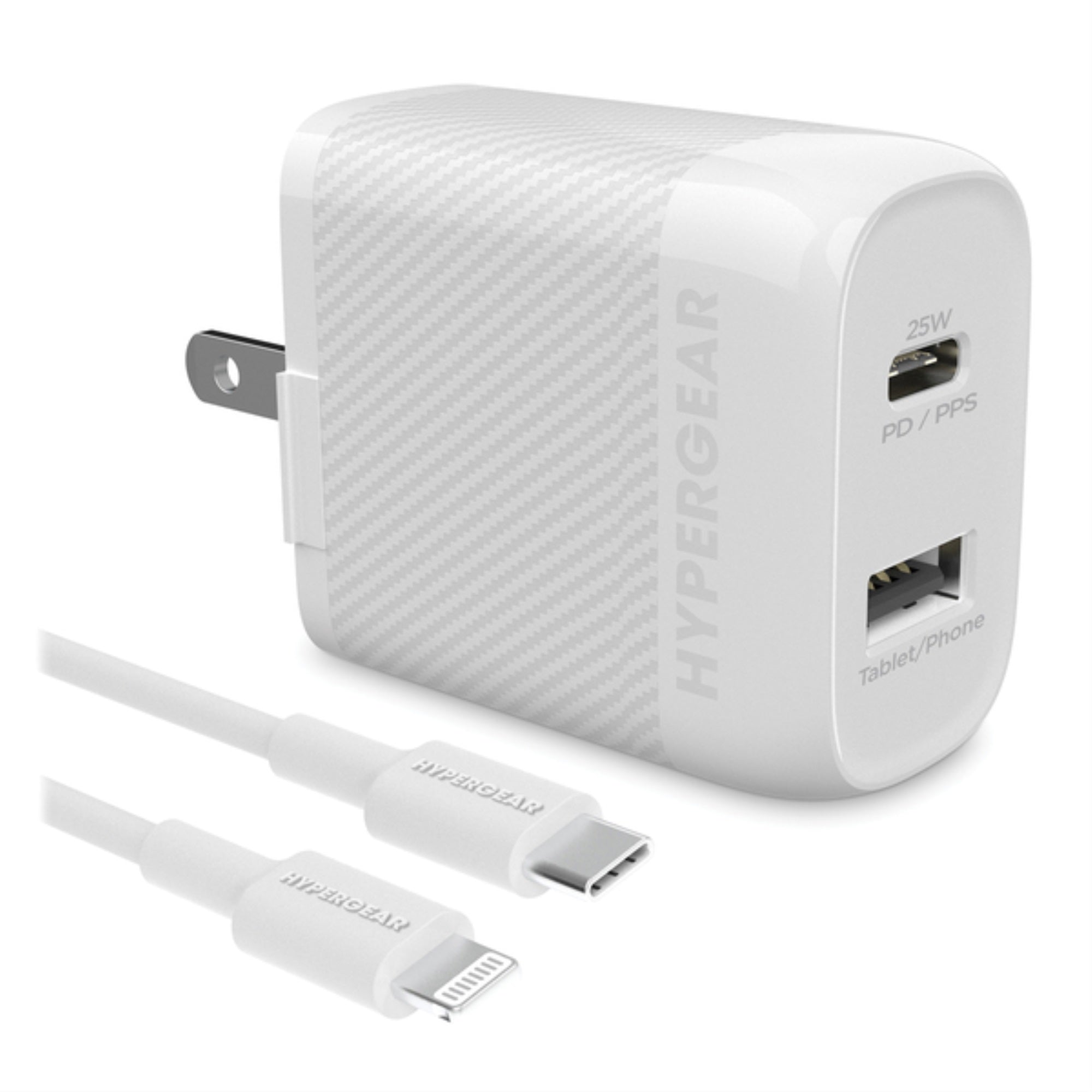 HyperGear 15627 SpeedBoost 25Watt PD DualOutput Lightning Wall Charger Kit