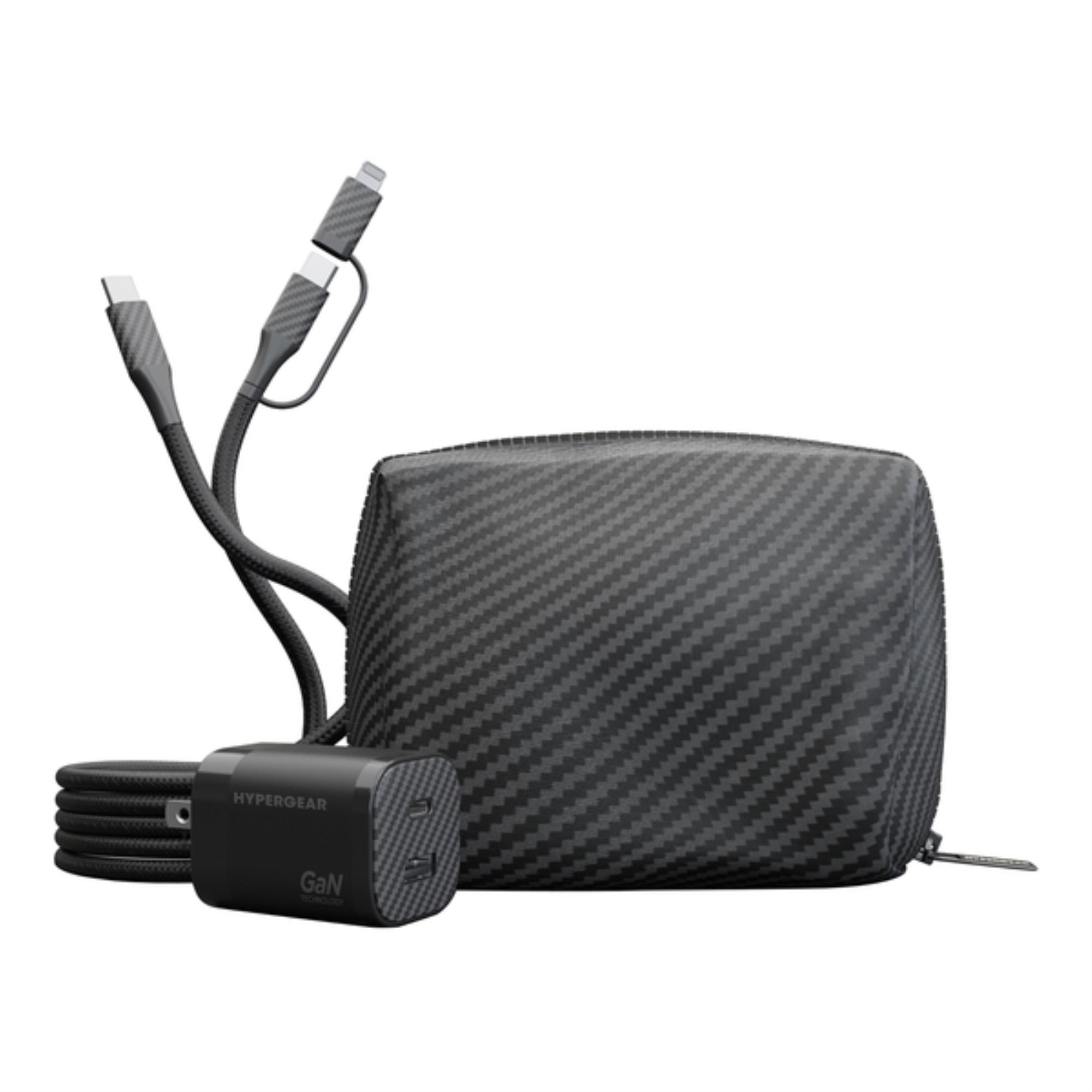 HyperGear 16290 TECHcessories 30Watt USBC PD Charging Kit with Travel Pouch (Carbon Fiber)