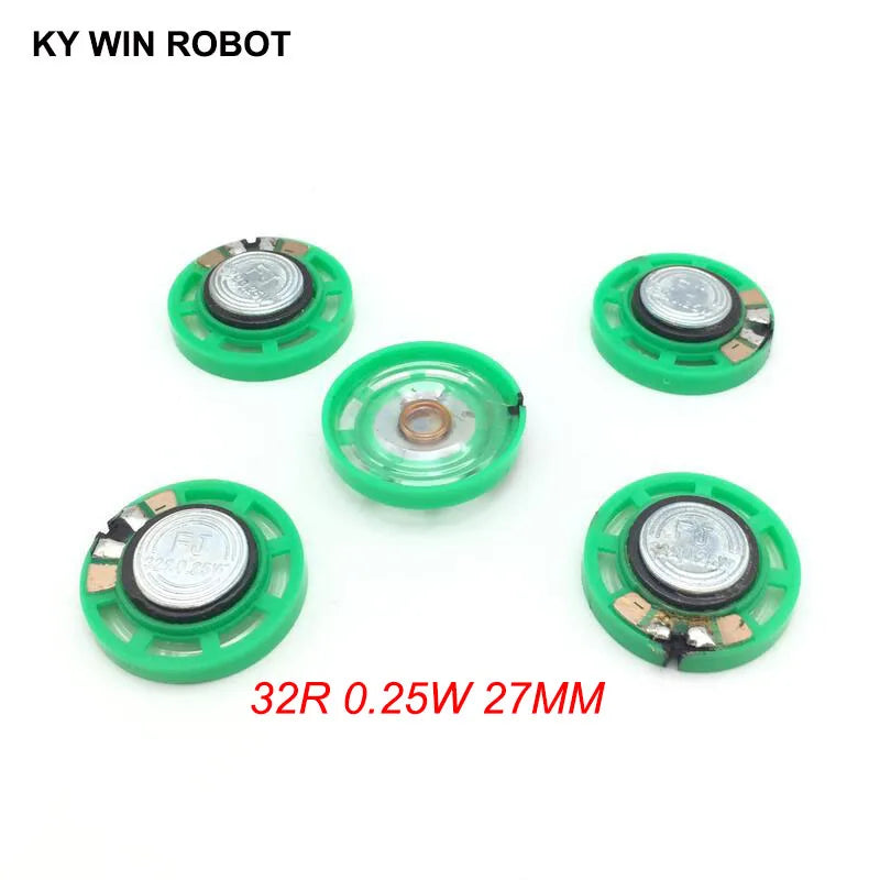 5pcs/lot New Green Ultra-thin Mini Speaker 32 Ohms 0.25 Watt 0.25W 32R Speaker Diameter 27MM 2.7CM Thickness 9MM