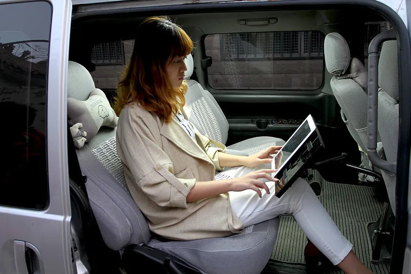 Full Motion 360degree Rotation Laptop Car Mount Stand Desk Car Dining Table Writing Board Notebook Tablet PC Holder With USB Fan