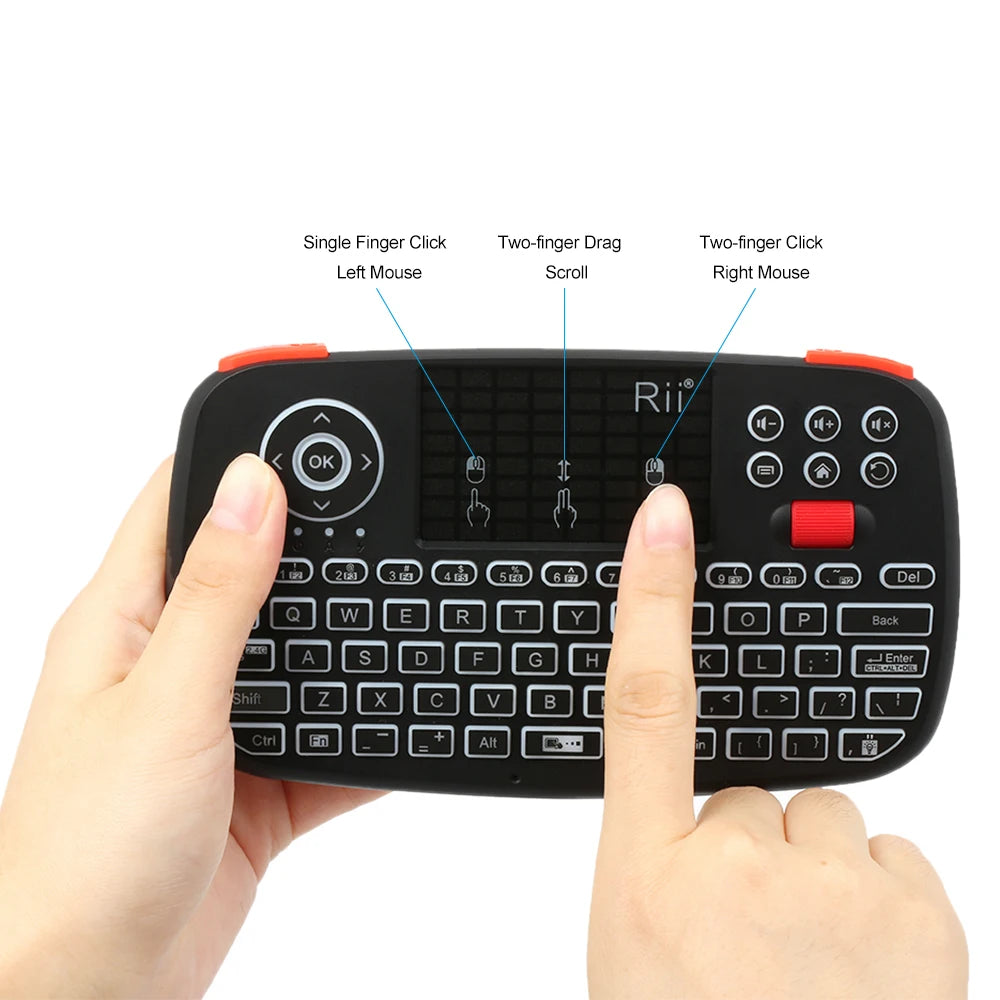Rii I4 Mini Bluetooth Wireless Keyboard With Touchpad 2.4GHz Backlit Mouse Remote Control For Windows Android TV Box Smart TV
