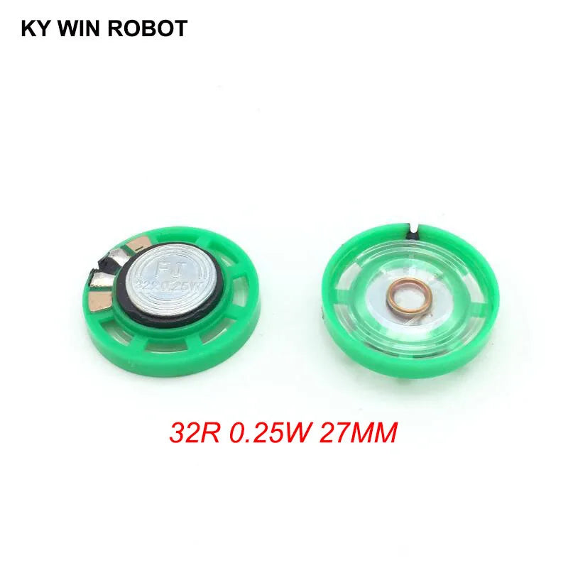 5pcs/lot New Green Ultra-thin Mini Speaker 32 Ohms 0.25 Watt 0.25W 32R Speaker Diameter 27MM 2.7CM Thickness 9MM