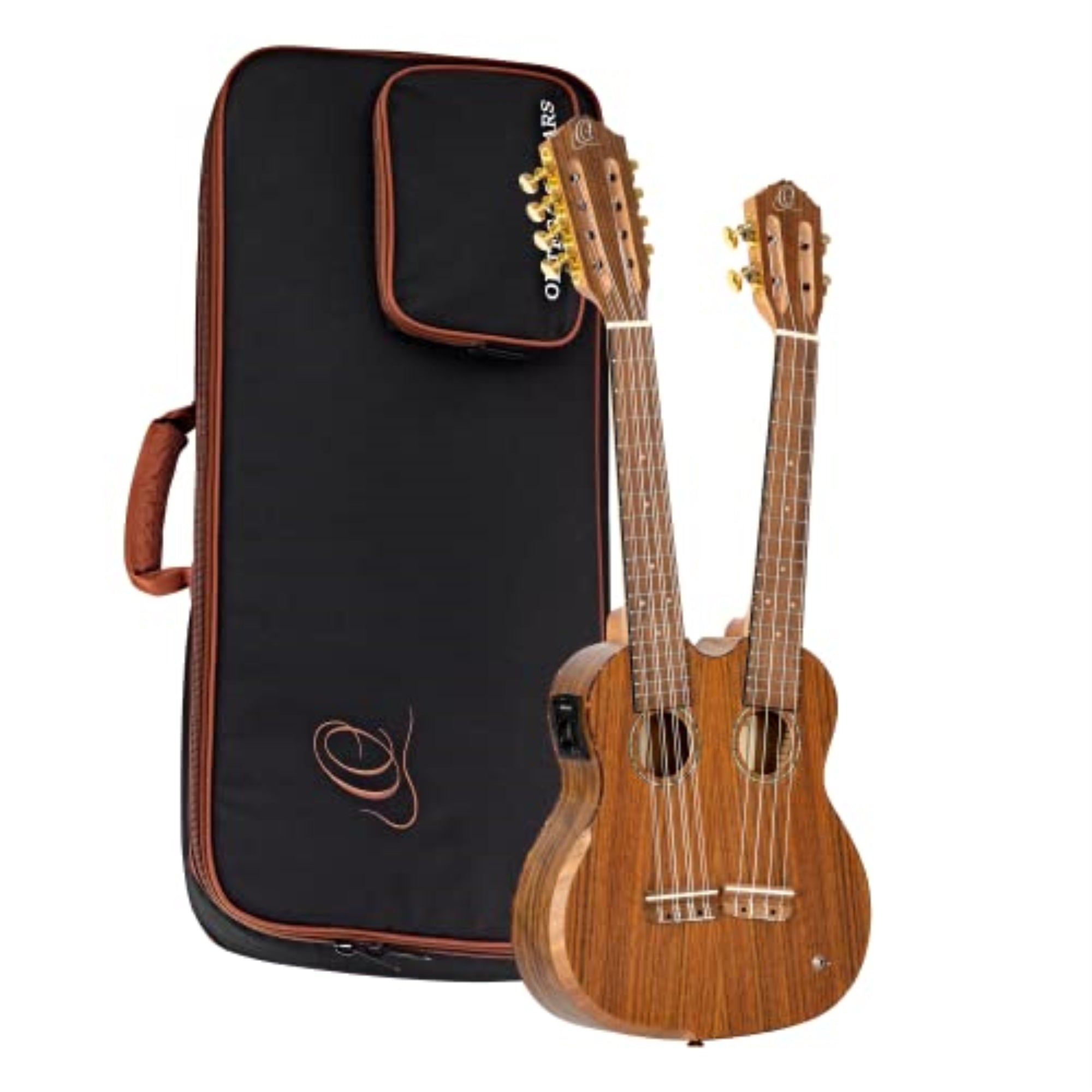 Custom Built Series Double Neck 4 & 8 String Tenor AcousticElectric Ukulele with Bag