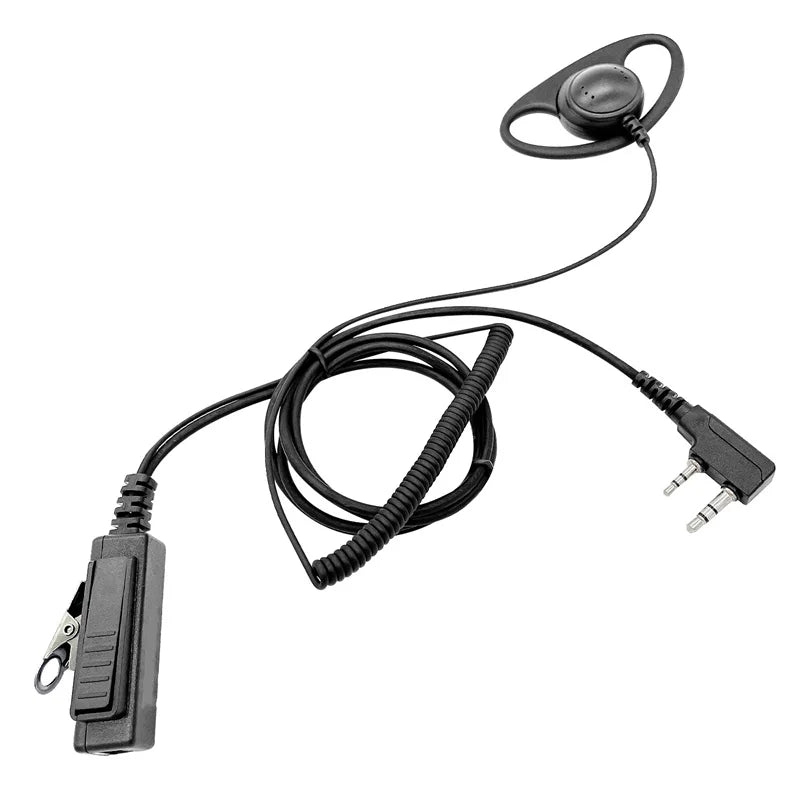 D Shape Earpiece Headset, PTT Mic, 2 Pin,for Kenwood,Nexedge,Hytera,Puxing,Wouxun Radio, UV-82HP, UV-82, UV-5R, UV5RA, BF-F9