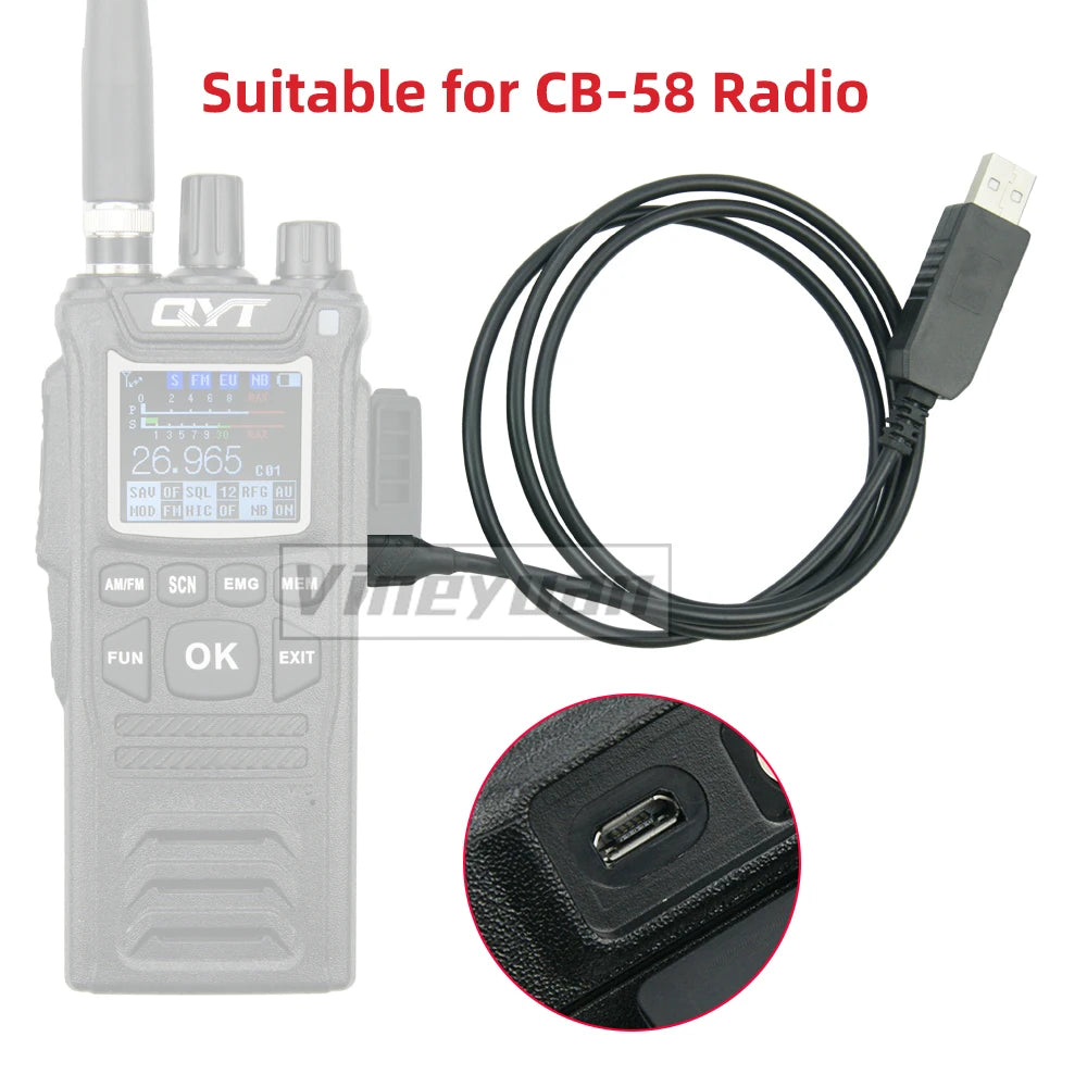 USB Programming Cable  For QYT CB-58 Walkie Talkie 27MHz AM/FM CB Ham Radio Editing Cable (The frequency cannot be programmed)