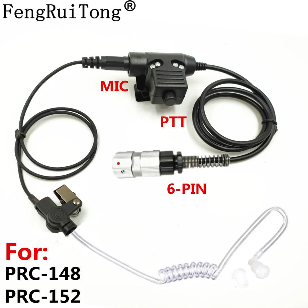 Covert Acoustic Tube NATO Plug Earpiece headset U94 PTT Mic for TRI TCA/AN PRC-152 PRC624 Walkie Talkie 6-PIN IDF710 PRC152 624