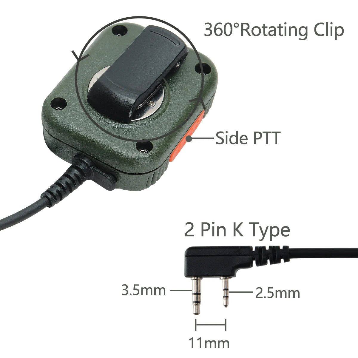 Baofeng AR-152 Tactical Remote Speaker Mic K Plug 2 Pin Volume Adjustable For AR-152 UV-5R UV-25 PRO Walkie Talkie Two Way Radio