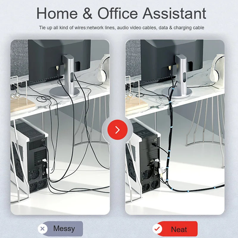 SAMZHE USB Cable Winder Cable Organizer Ties Mouse Wire Earphone Holder HDMI Cord Free Cut Management Phone Hoop Tape Protector