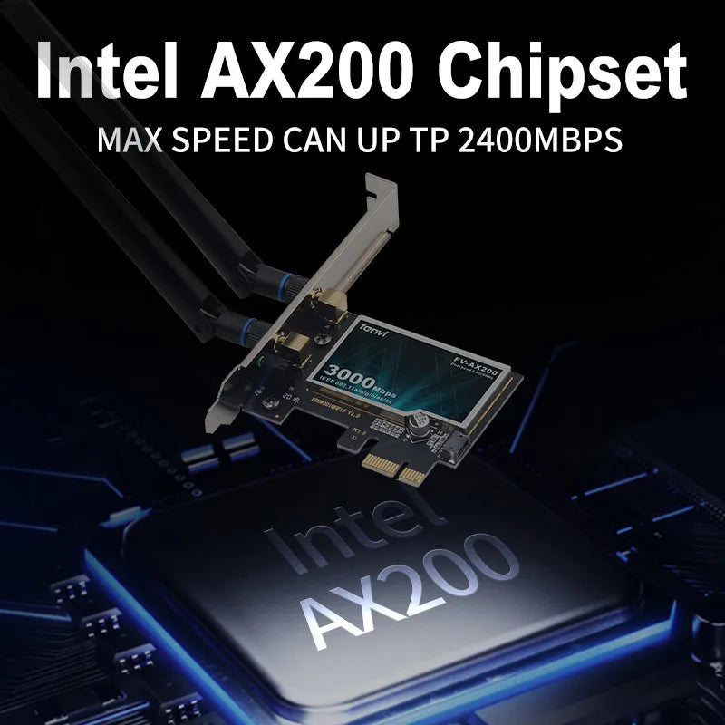 WiFi6 AX200 PCIE WiFi Card Bluetooth5.2 AC1200 WiFi 5 Dual Band 2.4G/5Ghz 802.11AX Wireless Adapter For Pc Desktop Windows 10/11