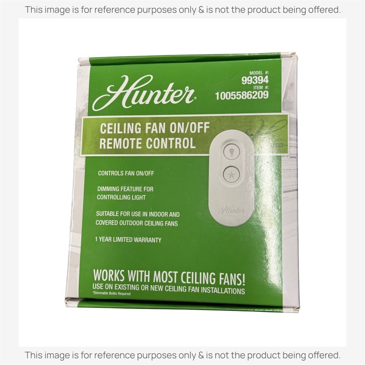 Anderic Substitute Kit for Hunter Universal On/Off Damp Rated Ceiling Fan Remote Control White - 99394 K6018-02 [63T-AC83T-KIT]