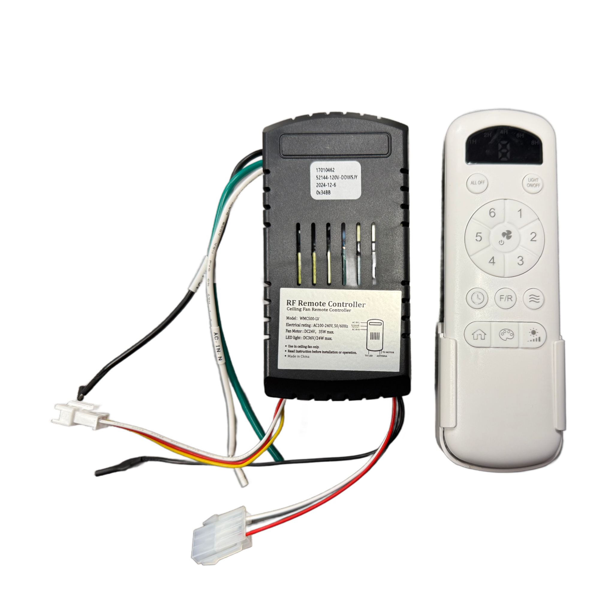 Sufucor Hand-Held Ceiling Fan Remote Control System with Receiver and Wall Holder Kit - YKQ-001