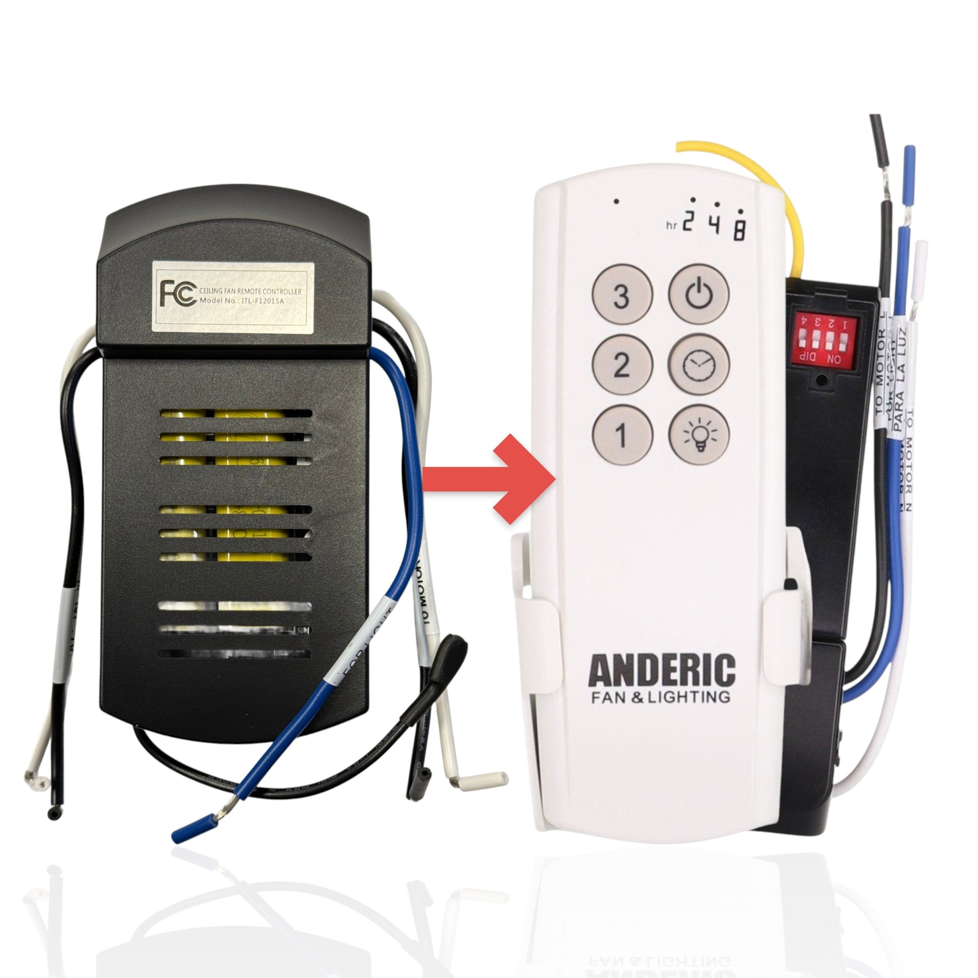 Anderic Substitute Kit for Harbor Breeze ITL-F12015A Ceiling Fan Receiver works Beach Creek, Bradbury, and Litex Wendling Ceiling Fans [63T-AC83T-KIT]