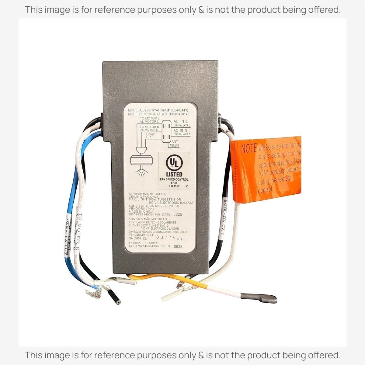 Anderic Substitute Kit for Hampton Bay UC7067RYAI / 1000408143 Ceiling Fan Receiver - UC7067RYAI [63T-AC83T-KIT]