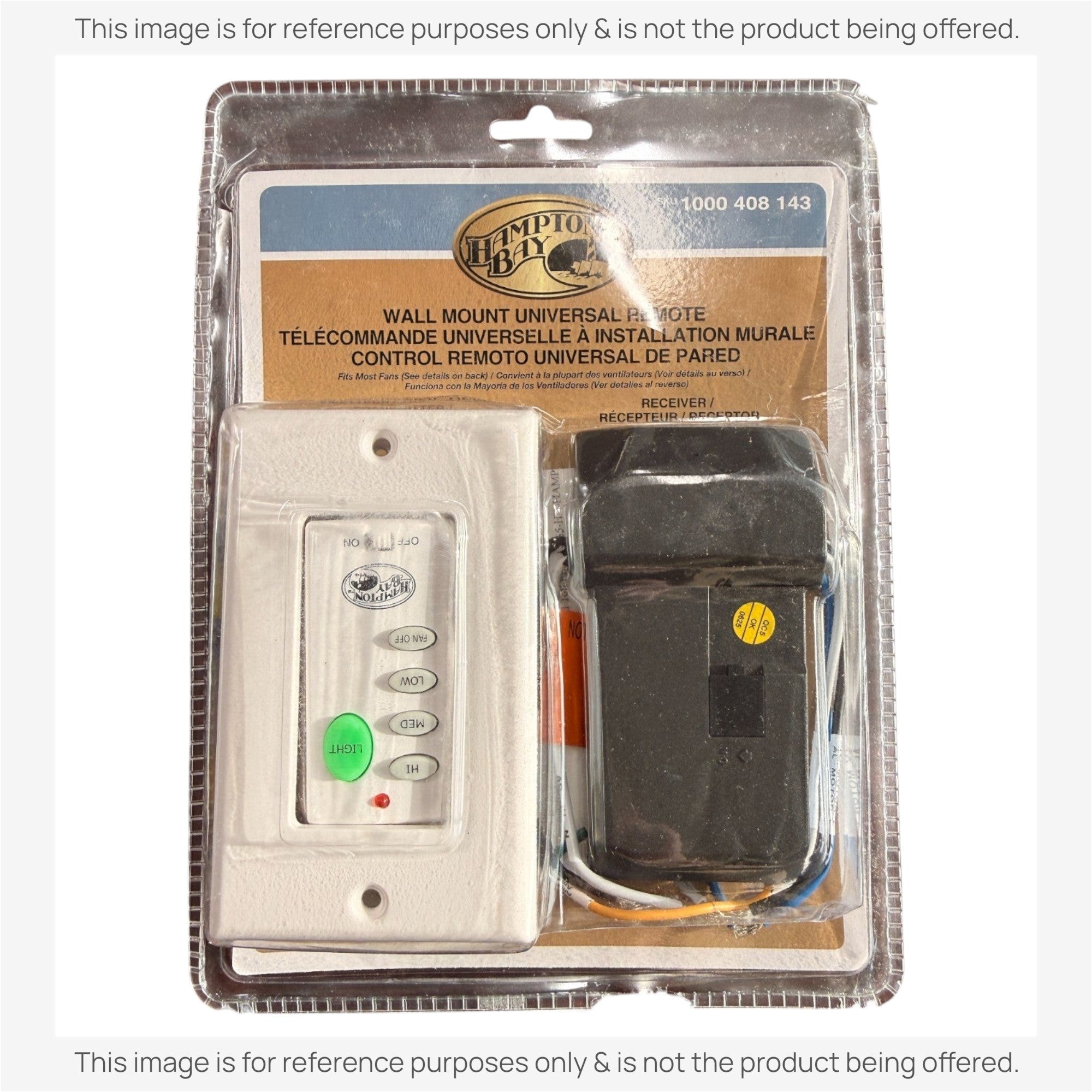 Substitute for Hampton Bay Universal 3-Speed Wall Plate Remote control Ceiling fan Kit UC9050H / UC7067RYAI / 1000408143 [UC9051T-WIRED/UC7067FMRX]