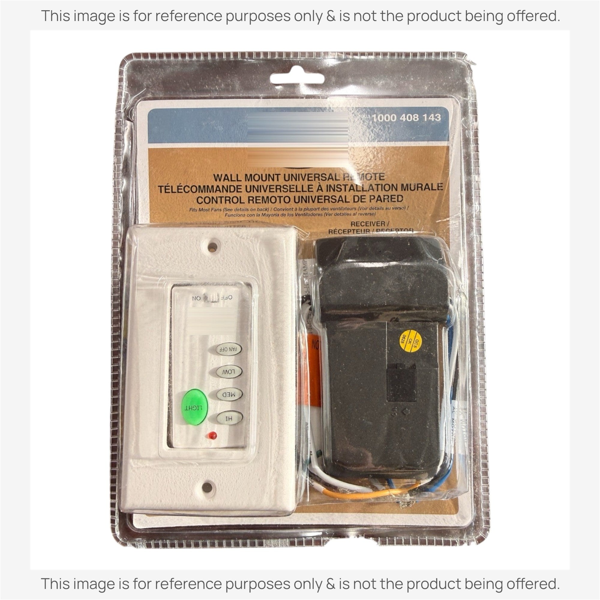 Substitute for Hampton Bay Universal 3-Speed Wall Plate Remote control Ceiling fan Kit UC9050H / UC7067RYAI / 1000408143 [UC9051T-WIRED/UC7067FMRX]
