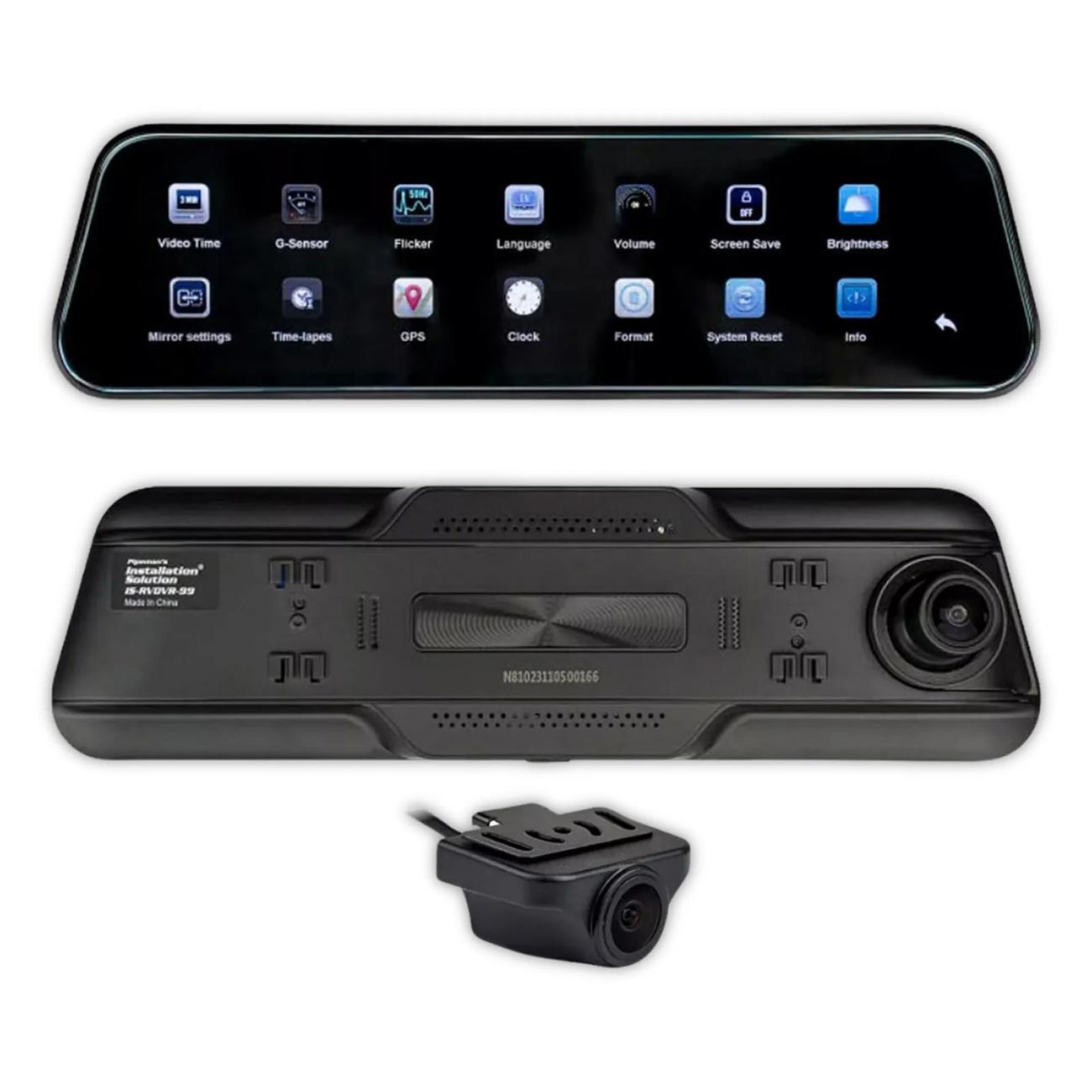 Pipemans InstallSolution 9.66 Monitor with Rear View Mirror and DVR