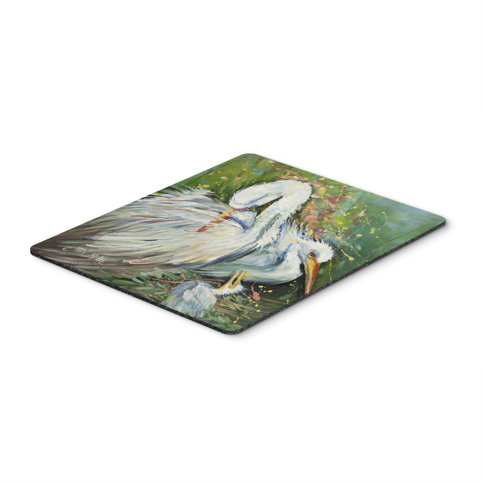 Carolines Treasures White Egret in the Rain Mouse Pad/Hot Pad/Trivet (JMK1139MP)