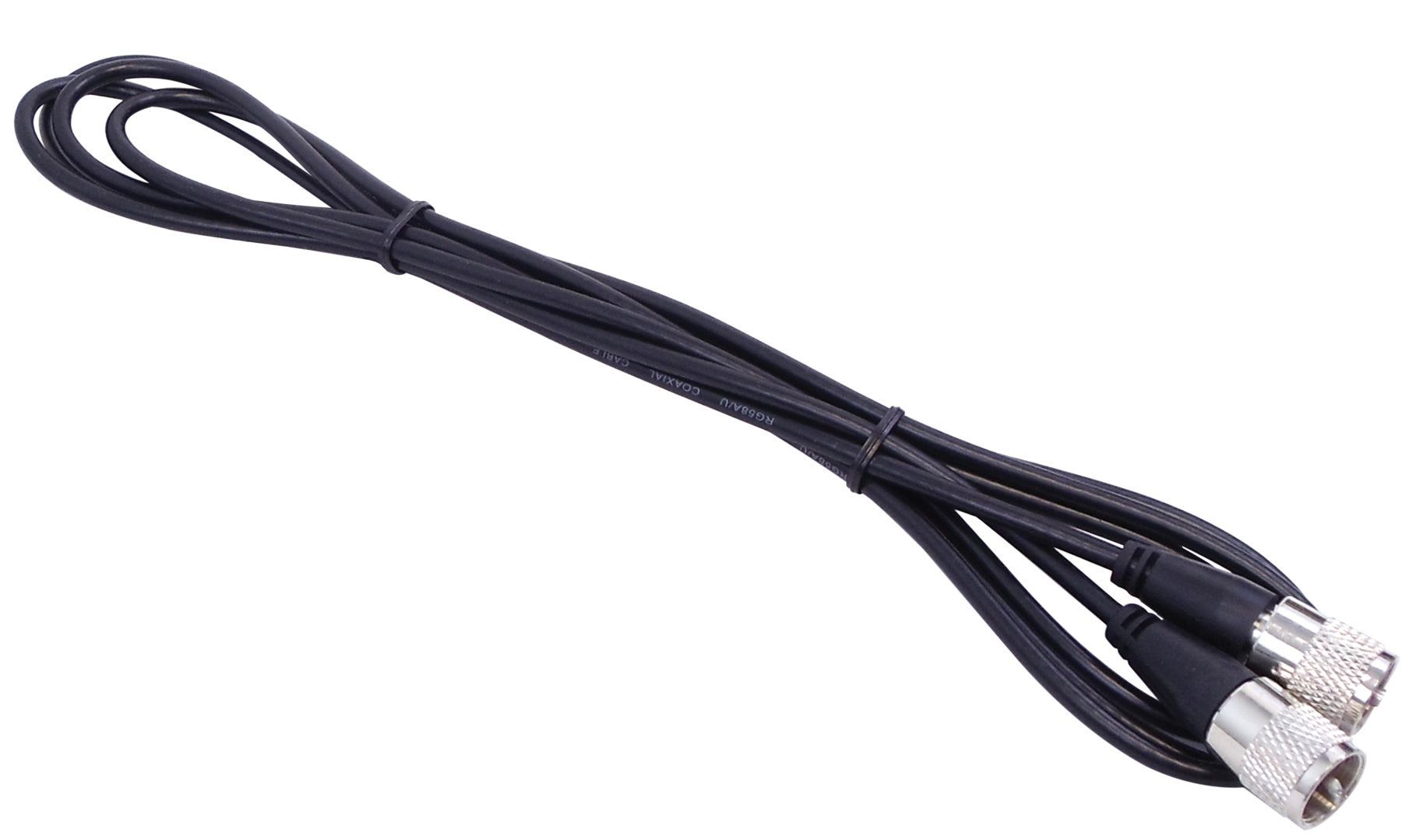KALIBUR 9 FOOT BLACK RG58A/U COAX CABLE ASSEMBLY WITH MOLDED PL259 CONNECTORS ON EACH END
